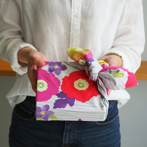 ハンカチ フラワーストライプ