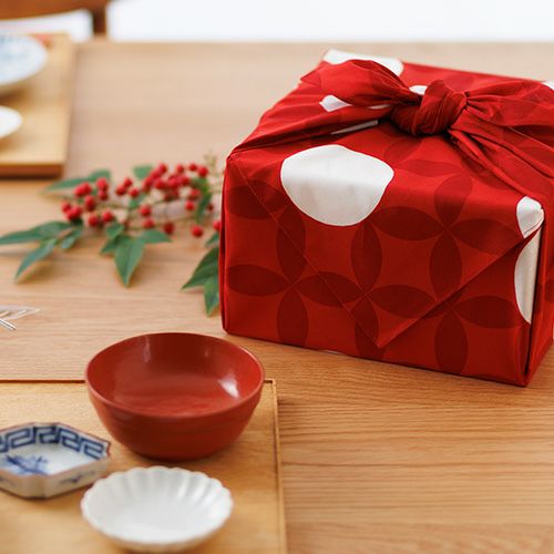 風呂敷 70cm 七宝 アカ(白ドット)【限定数10】